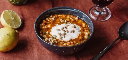 Kichererbseneintopf mit Salzzitrone und Fregola Sarda